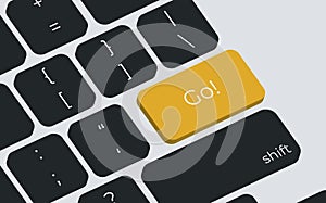 GO button in yellow on a computer keyboard