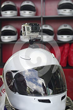 Go cart racing sport helmet with camera