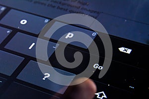 Go Enter Button Digital Keyboard Flat Keys Buttons Press Finger Black