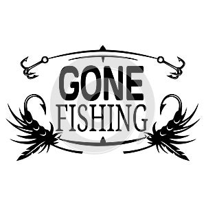 Go Fishing logo, lettering. Template club emblem. Fishing theme vector illustration.