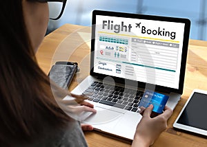 GO Flight Booking Air Online Ticket Book Concept photo