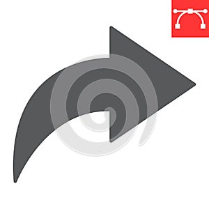 Go forward glyph icon, ui and button, arrow right sign vector graphics, editable stroke solid icon, eps 10.