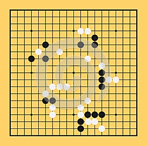 Go game board chinese vector. Play illustration China baduk