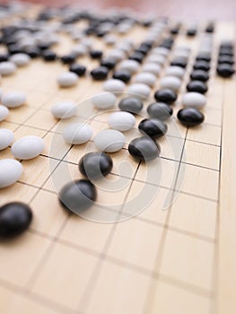 Go (Game) Playing Field Close-up