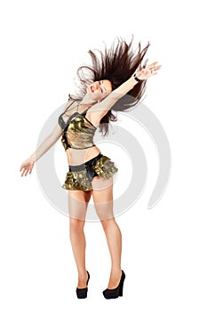 Go-go dancer with long hair