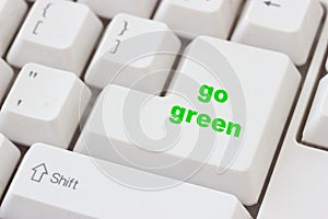 Go green button on keyboard background