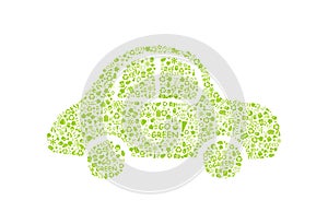 Go green eco pattern on car silhouette