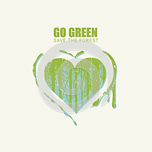 Go green eco poster concept. Save the forest