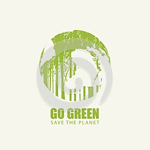 Go green eco poster concept. Save the planet