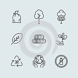 Go Green Ecology Line Vector Icon Set