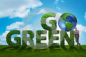 The go green environmental concept with letters