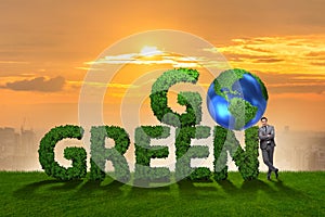 The go green environmental concept with letters