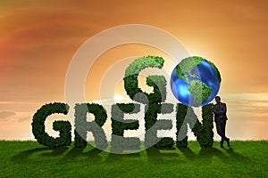 The go green environmental concept with letters