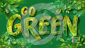 Go green. Hand-drawn lettering on a green background