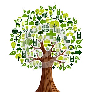 Go Green icons concept tree