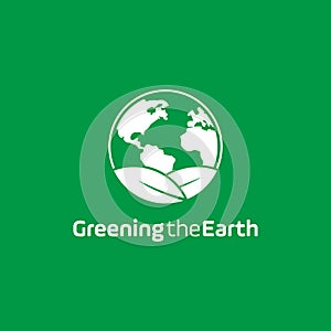 Go green logo design , with Leaf and earth icon on circle