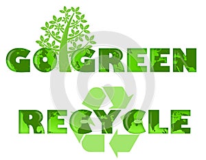 Go Green Recycle Logo with World Map