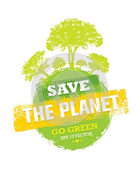 Go Green Recycle Reduce Reuse Eco Poster Concept. Vector Creative Organic Illustration On Rough Background