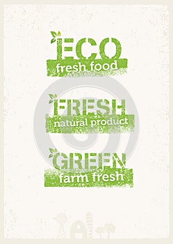 Go Green Recycle Reduce Reuse Eco Poster Concept. Vector Creative Organic Illustration On Rough Background