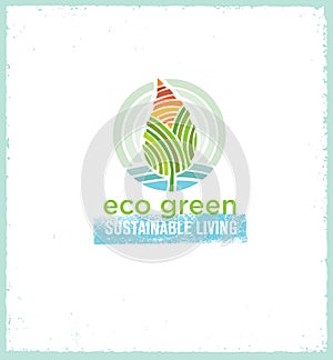 Go Green Recycle Reduce Reuse Eco Poster Concept. Vector Creative Organic Illustration On Rough Background