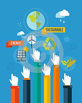 Go green sustainable energy concpet illustration