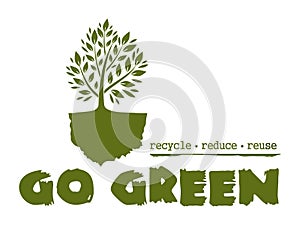 Go Green. Tree logo concept design. Vector illustration