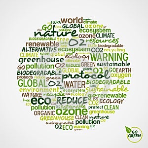 Go Green. Words about environmental conservation