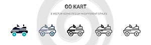 Go kart icon in filled, thin line, outline and stroke style. Vector illustration of two colored and black go kart vector icons