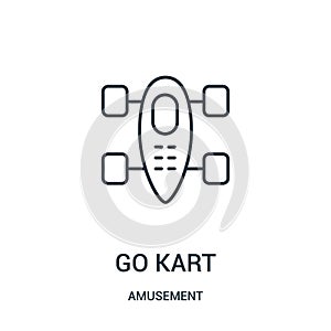 go kart icon vector from amusement collection. Thin line go kart outline icon vector illustration