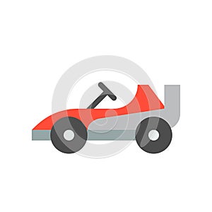 Go kart or Racing car vector icon, amusement park related flat s