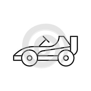 Go kart or Racing car vector icon, amusement park related line s