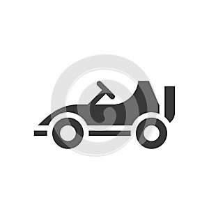 Go kart or Racing car vector icon, amusement park related solid