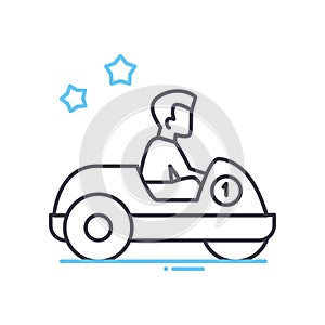 go kart racing line icon, outline symbol, vector illustration, concept sign