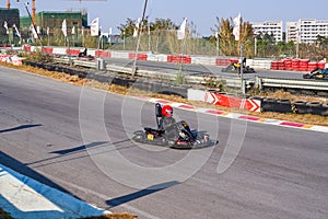 Go-kart racing on the professional track