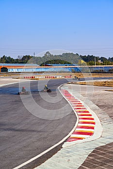 Go-kart racing on the professional track