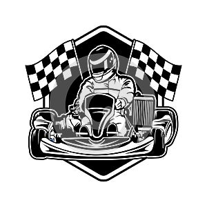 Go Kart racing vector illustration in colorful design