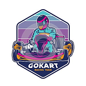 Go Kart racing vector illustration in colorful design