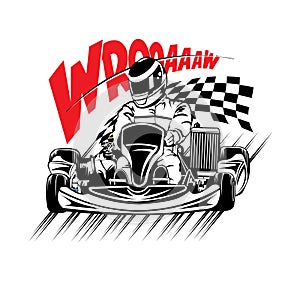 Go Kart racing vector illustration in colorful design