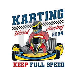 Go Kart racing vector illustration in colorful design