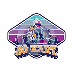 go kart racing vector illustration logo design