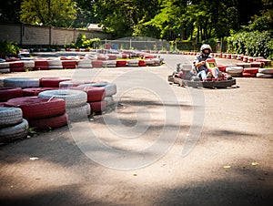 Go kart speed drive race sport contest