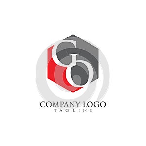 GO, OG letter or initial link with hexagon shape logo design for business or company identity vector