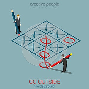 Go outside playground plan rules business tic tac toe isometric