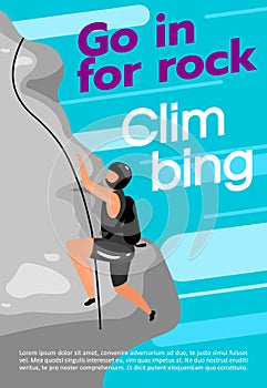 Go in for rock climbing poster vector template