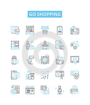 Go shopping vector line icons set. Shopping, Buy, Go, Gather, Purchase, Shop, Acquire illustration outline concept