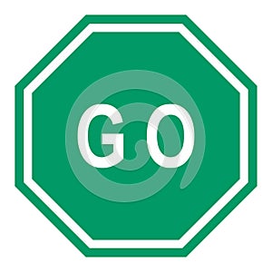 GO sign, icon go vector. Green color singe symbol illustration