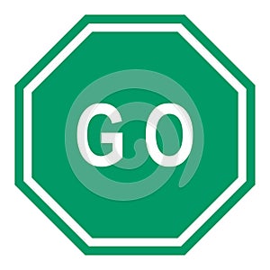 GO sign, icon go vector. Green color singe symbol illustration photo