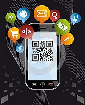 Go social via Smartphone: QR code app on black