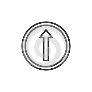 Go straight road sign line icon