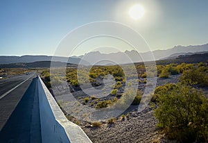 Go to the highway in Las Vegas Red Rock Canyon.